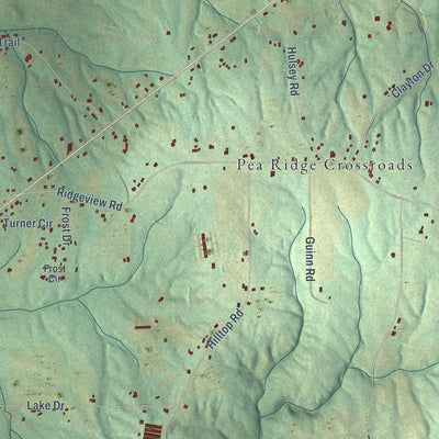 Close-up of the map of Henagar, Alabama print showing street and building detail