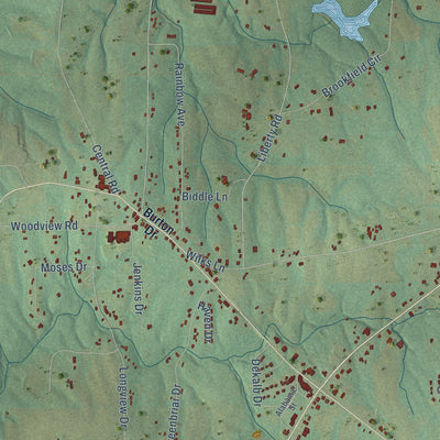 Second close-up of the map of Henagar, Alabama print showing more streets and buildings
