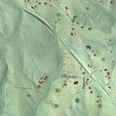 Second close-up of the map of Hodges, Alabama print showing more streets and buildings