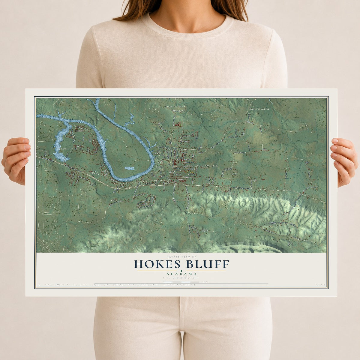 Map of Hokes Bluff, Alabama, 12 x 18 inch unframed archival matte print