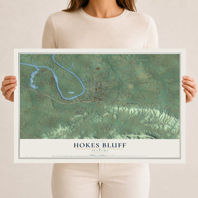 Map of Hokes Bluff, Alabama, 12 x 18 inch unframed archival matte print