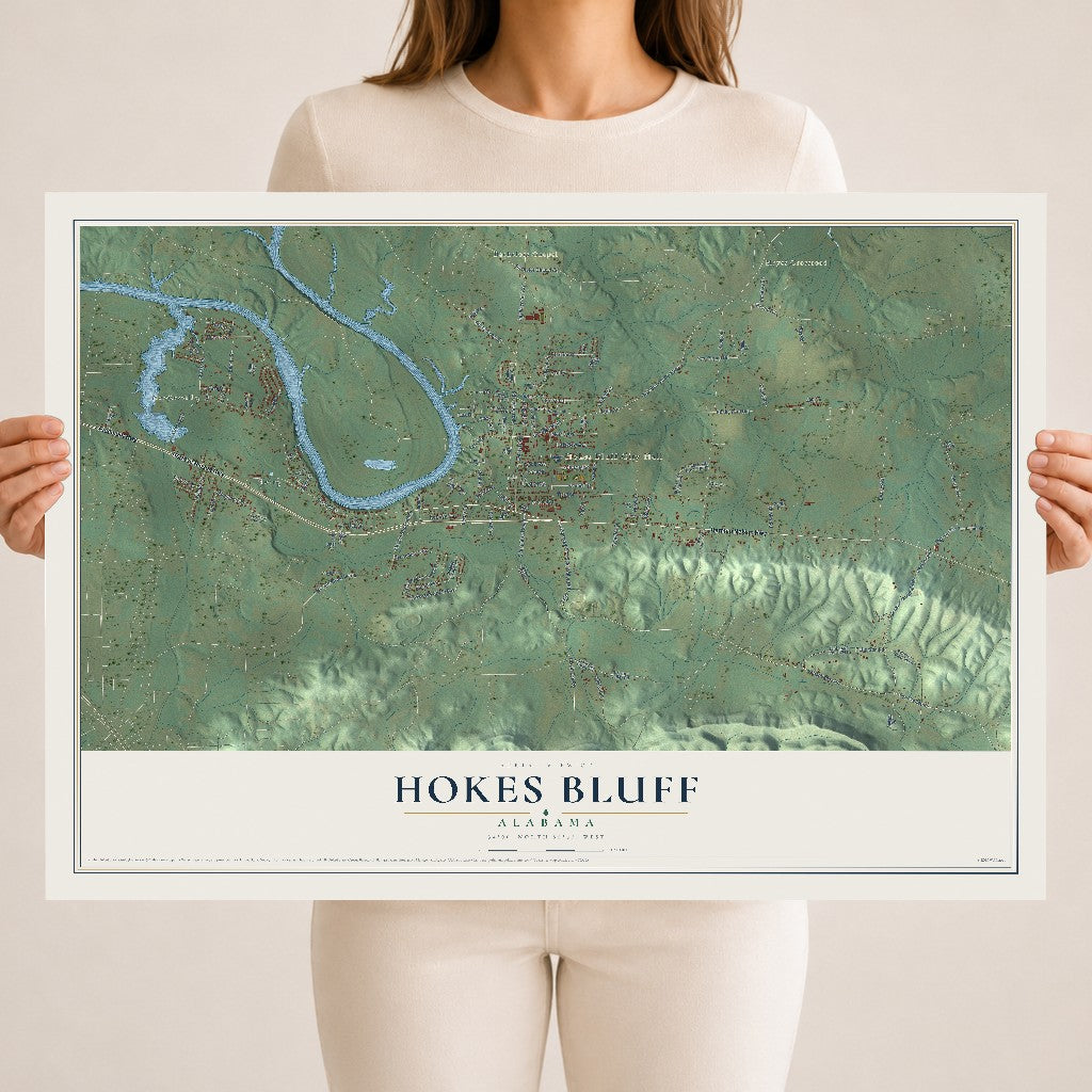 Map of Hokes Bluff, Alabama, 18 x 24 inch unframed archival matte print
