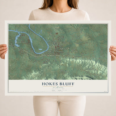 Map of Hokes Bluff, Alabama, 18 x 24 inch unframed archival matte print