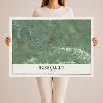 Map of Hokes Bluff, Alabama, 24 x 36 inch unframed archival matte print