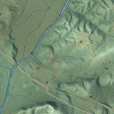 Close-up of the map of Hollis Crossroads, Alabama print showing street and building detail