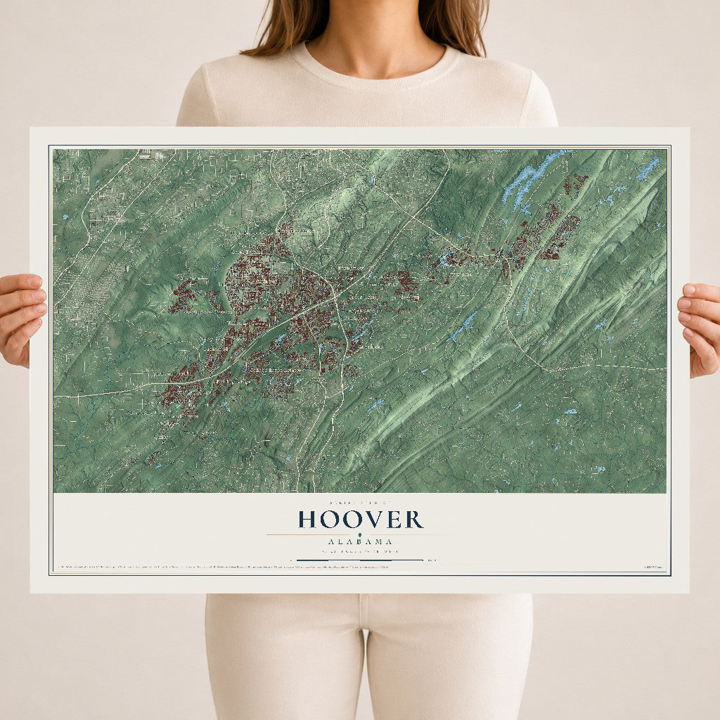 Map of Hoover, Alabama, 18 x 24 inch unframed archival matte print