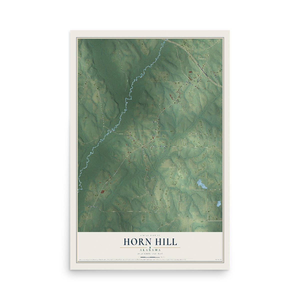 Map of Horn Hill, Alabama, 12 x 18 inch unframed archival matte print