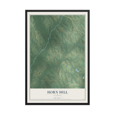 Map of Horn Hill, Alabama, 12 x 18 inch print in a black wood frame