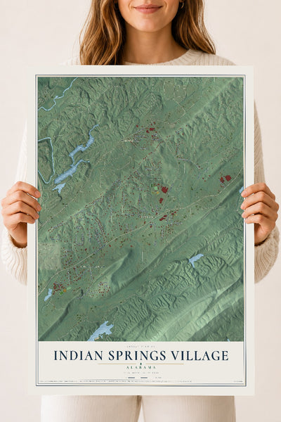 Map of Indian Springs Village, Alabama, 18 x 24 inch unframed archival matte print