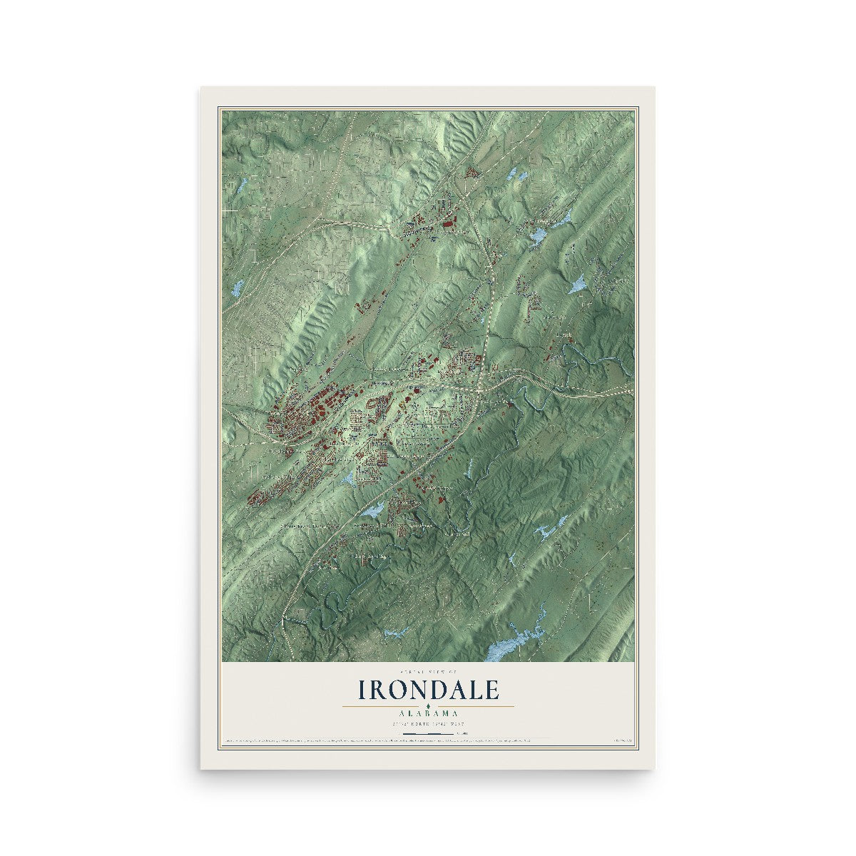 Map of Irondale, Alabama, 12 x 18 inch unframed archival matte print