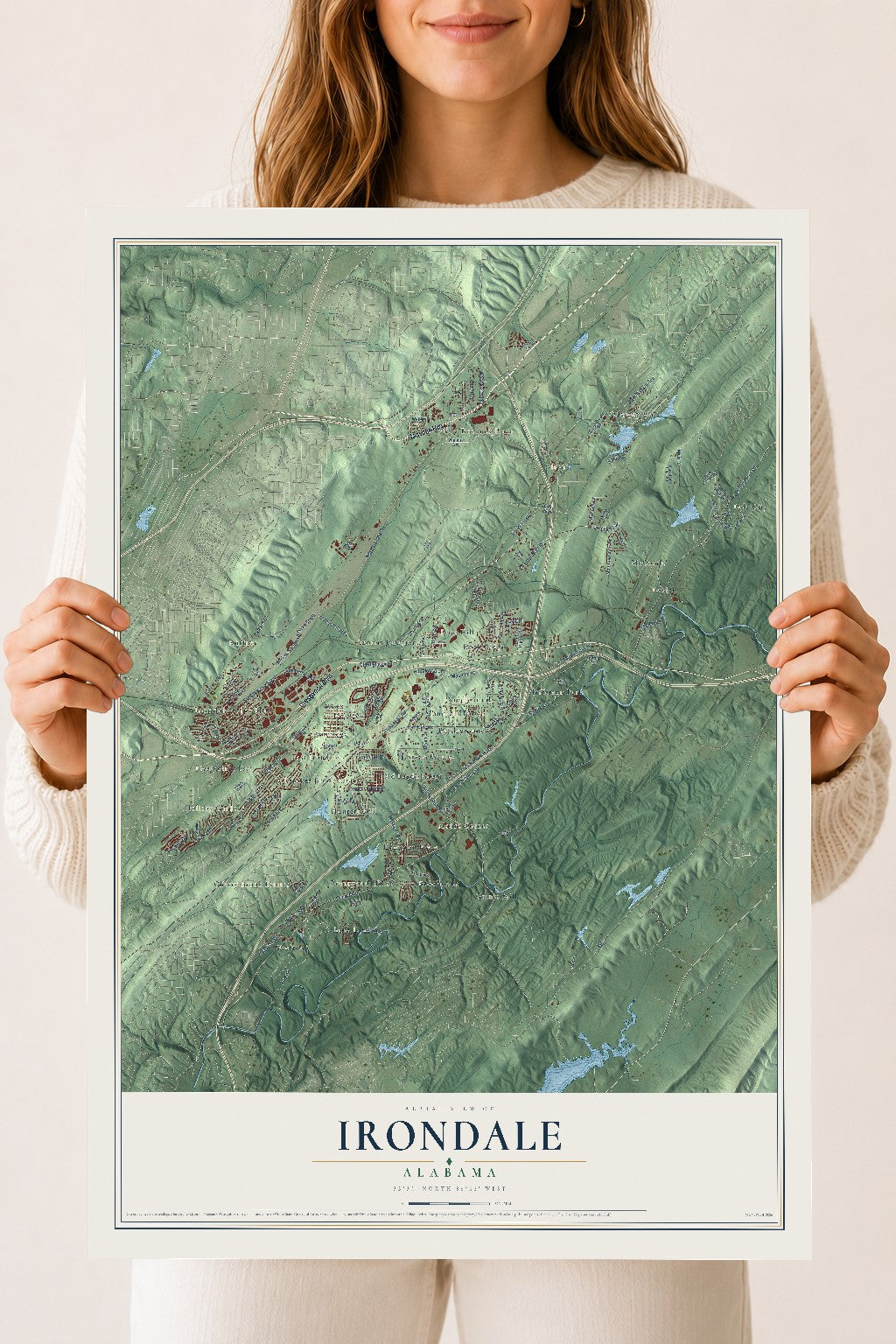 Map of Irondale, Alabama, 18 x 24 inch unframed archival matte print
