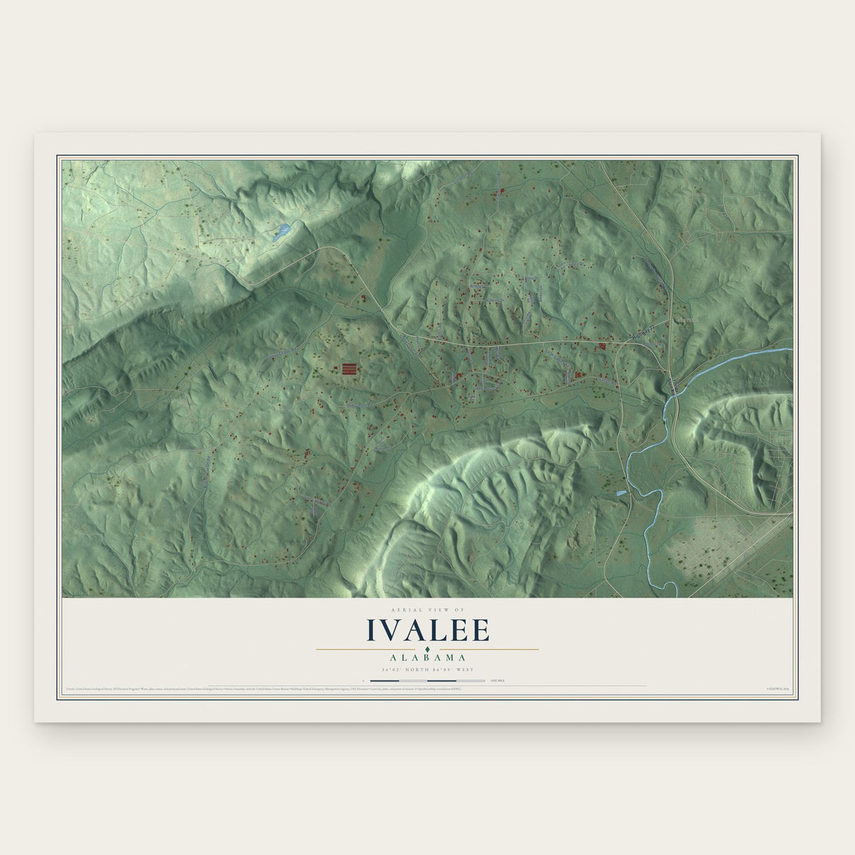 Ivalee, Alabama map print, the full design