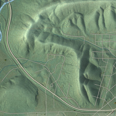 Close-up of the map of Ivalee, Alabama print showing street and building detail