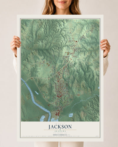 Map of Jackson, Alabama, 24 x 36 inch unframed archival matte print