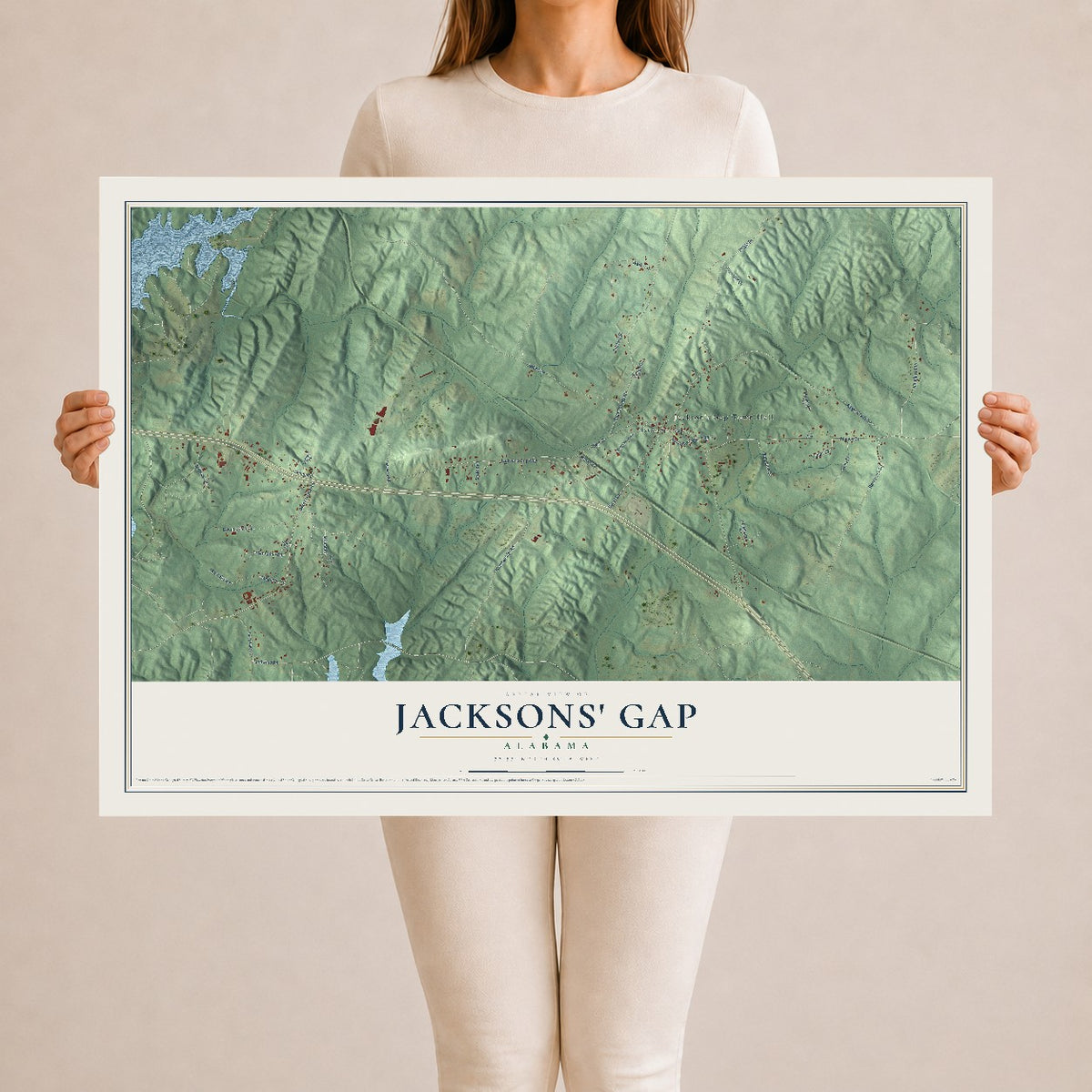 Map of Jacksons' Gap, Alabama, 24 x 36 inch unframed archival matte print