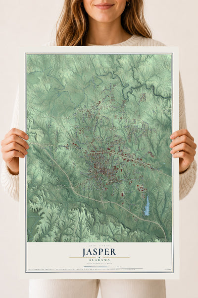 Map of Jasper, Alabama, 18 x 24 inch unframed archival matte print