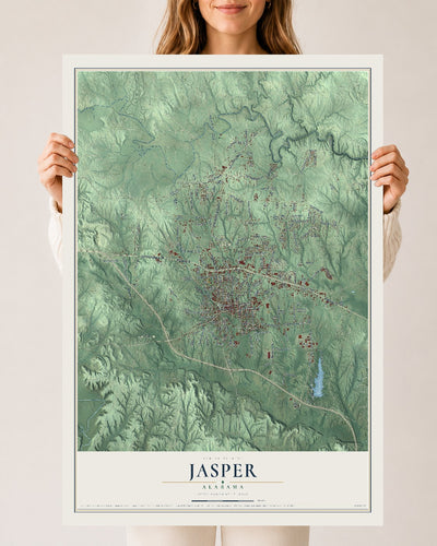 Map of Jasper, Alabama, 24 x 36 inch unframed archival matte print