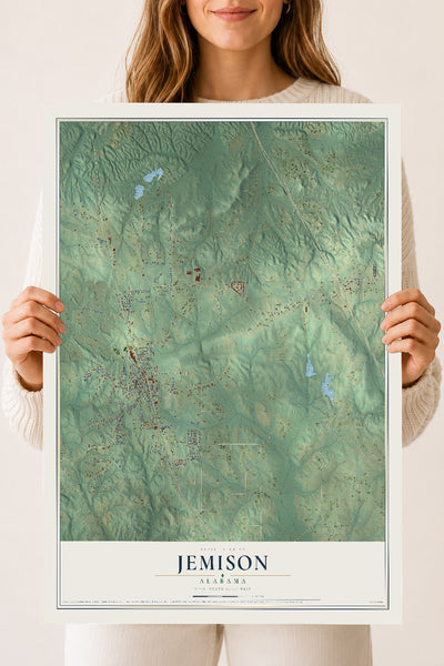 Map of Jemison, Alabama, 18 x 24 inch unframed archival matte print