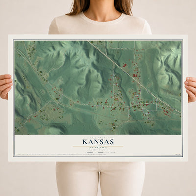 Map of Kansas, Alabama, 18 x 24 inch unframed archival matte print