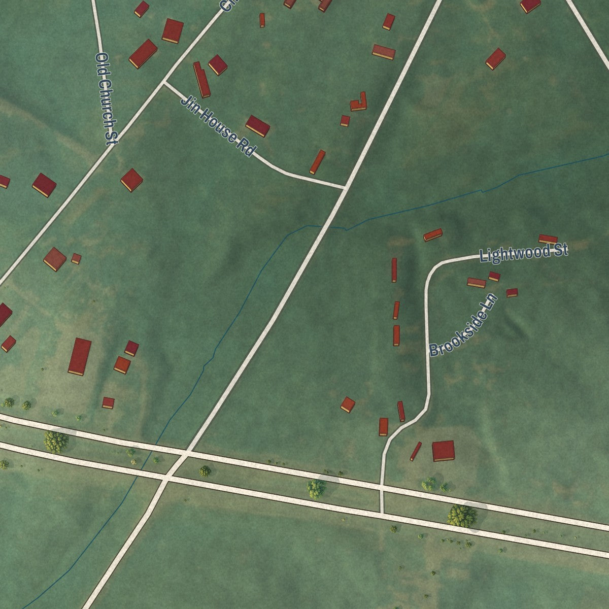 Second close-up of the map of Kellyton, Alabama print showing more streets and buildings