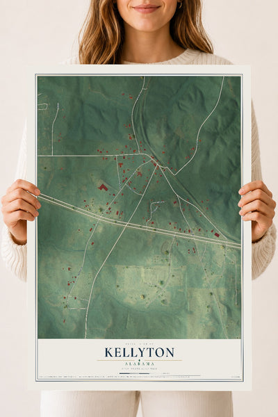 Map of Kellyton, Alabama, 18 x 24 inch unframed archival matte print