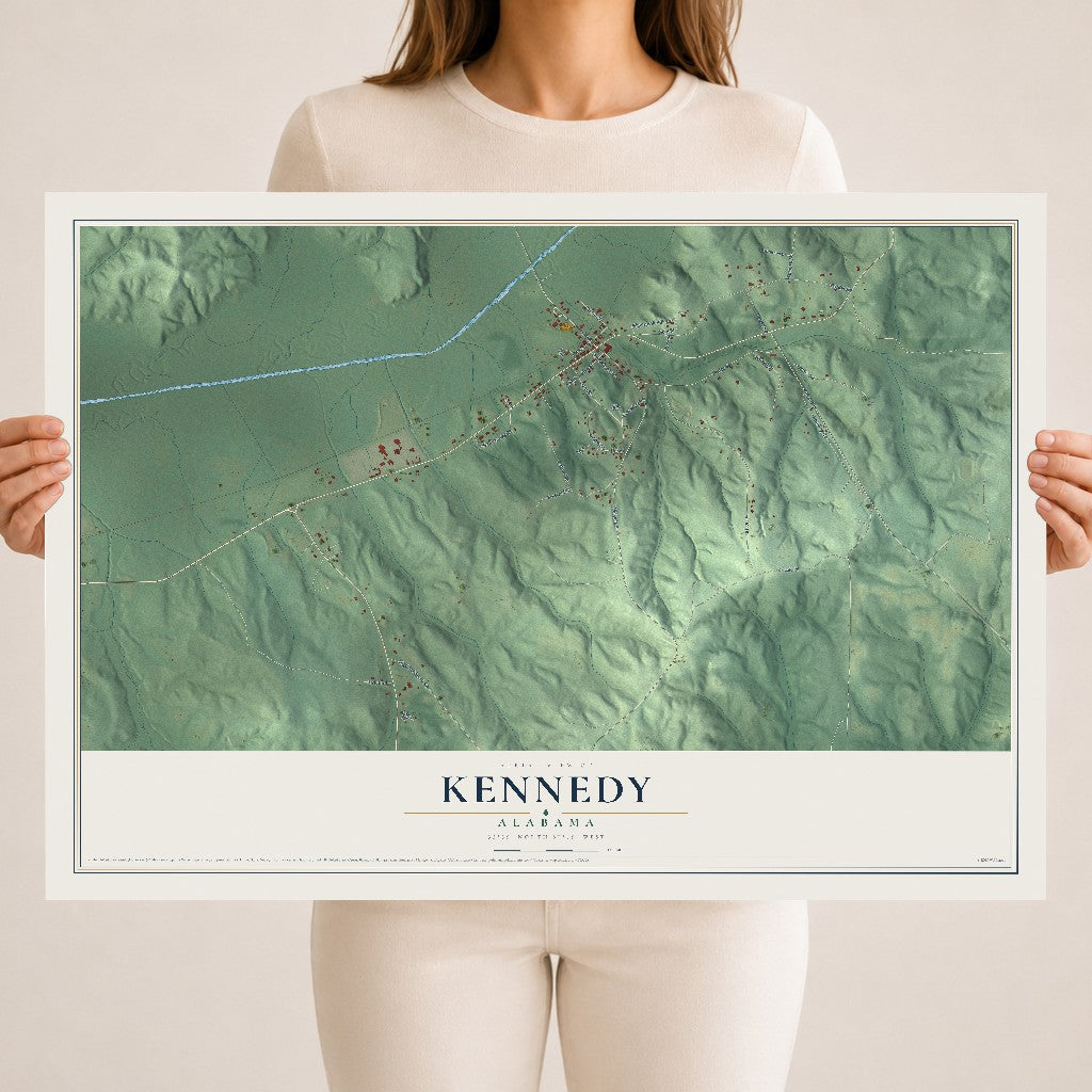 Map of Kennedy, Alabama, 18 x 24 inch unframed archival matte print
