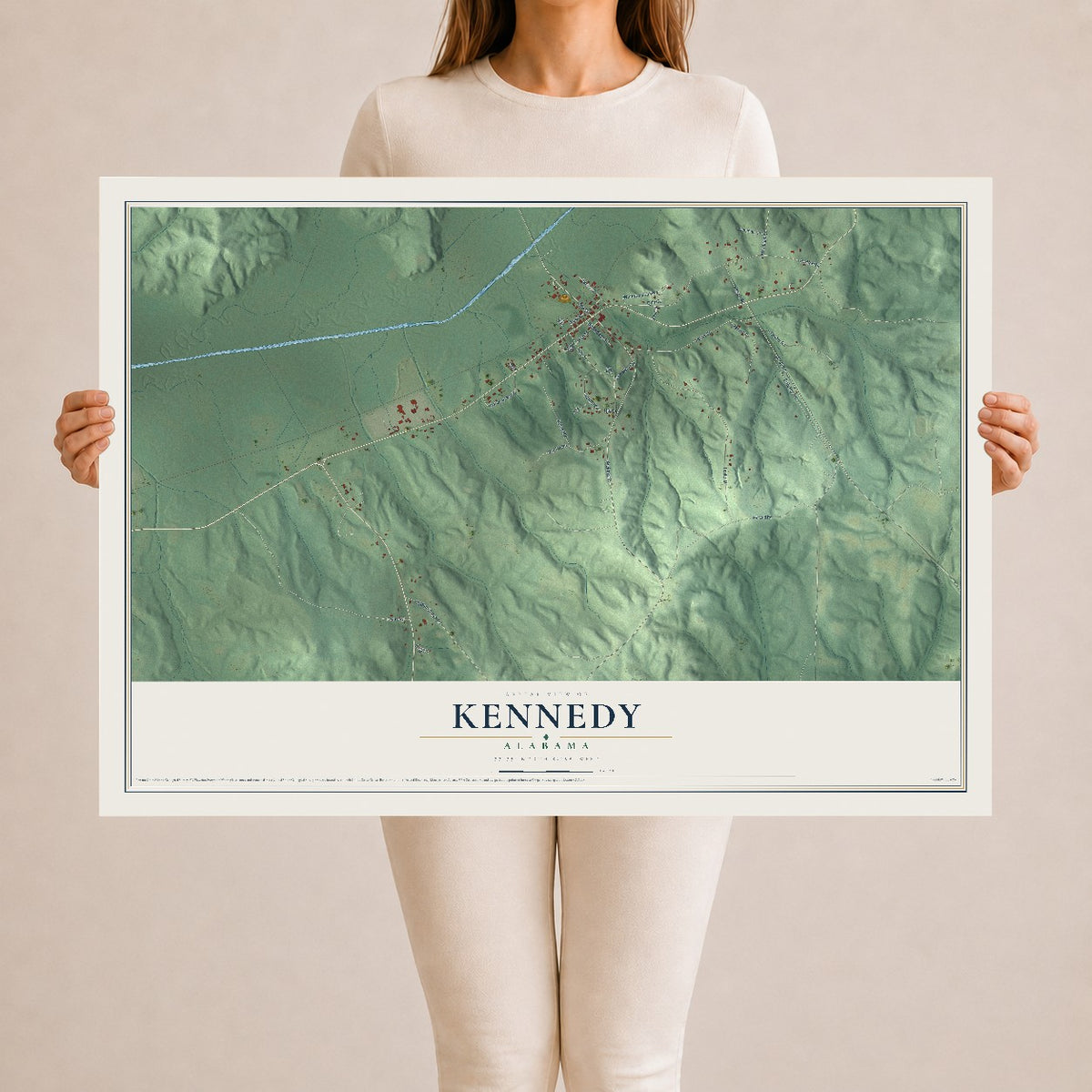 Map of Kennedy, Alabama, 24 x 36 inch unframed archival matte print