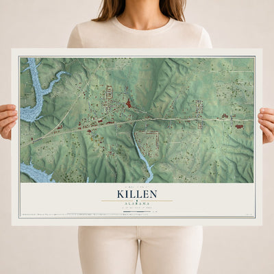 Map of Killen, Alabama, 18 x 24 inch unframed archival matte print