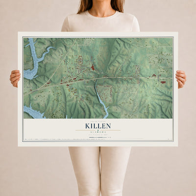Map of Killen, Alabama, 24 x 36 inch unframed archival matte print