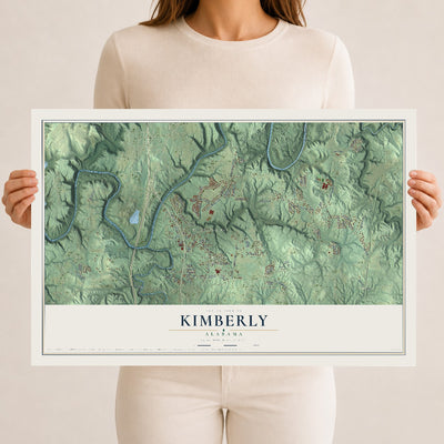 Map of Kimberly, Alabama, 12 x 18 inch unframed archival matte print