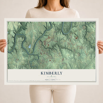 Map of Kimberly, Alabama, 18 x 24 inch unframed archival matte print