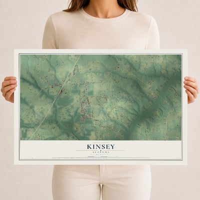 Map of Kinsey, Alabama, 12 x 18 inch unframed archival matte print