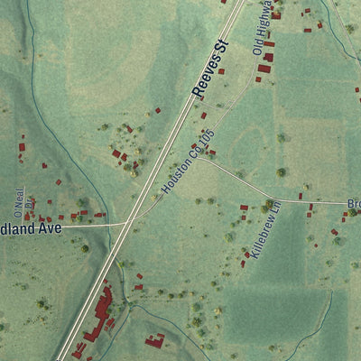 Second close-up of the map of Kinsey, Alabama print showing more streets and buildings