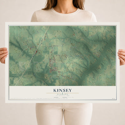 Map of Kinsey, Alabama, 18 x 24 inch unframed archival matte print