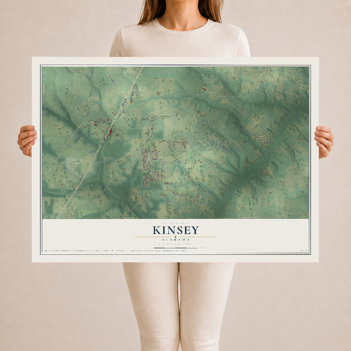 Map of Kinsey, Alabama, 24 x 36 inch unframed archival matte print