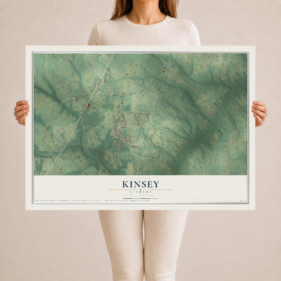 Map of Kinsey, Alabama, 24 x 36 inch unframed archival matte print