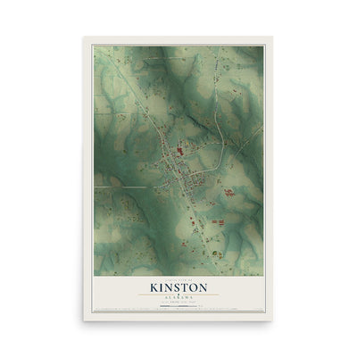 Map of Kinston, Alabama, 12 x 18 inch unframed archival matte print
