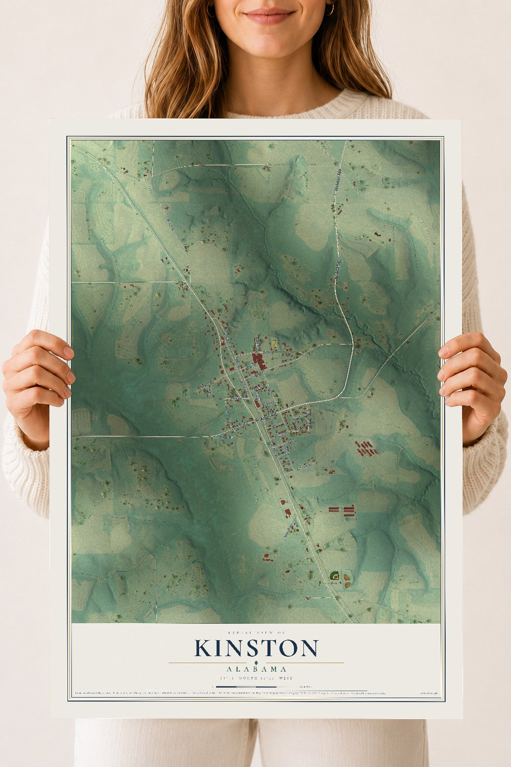 Map of Kinston, Alabama, 18 x 24 inch unframed archival matte print