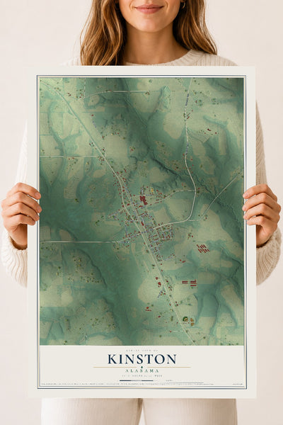 Map of Kinston, Alabama, 18 x 24 inch unframed archival matte print
