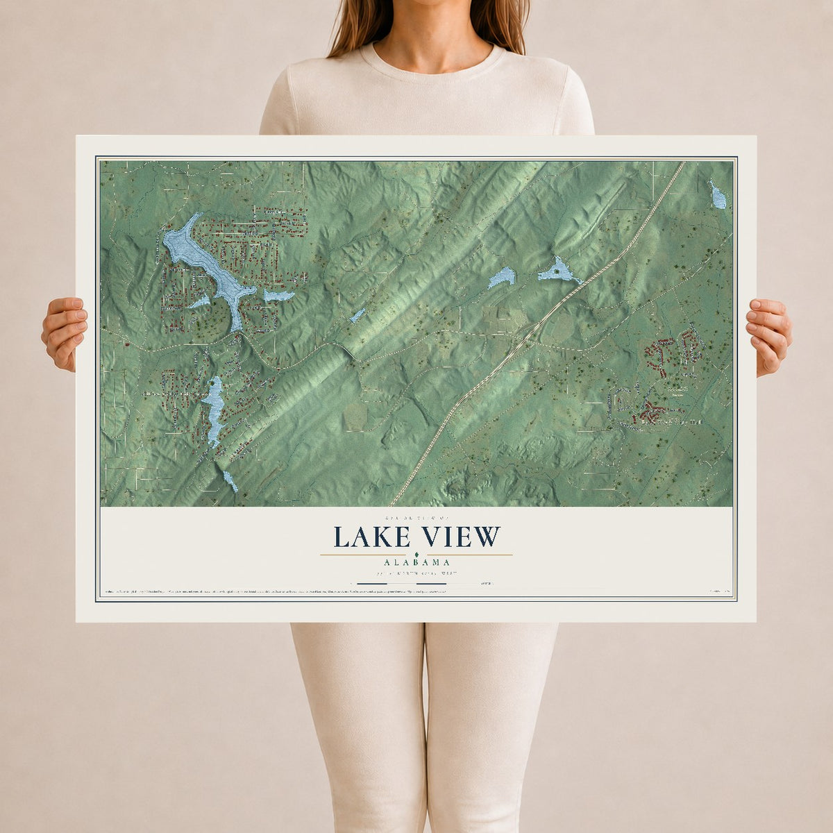 Map of Lake View, Alabama, 24 x 36 inch unframed archival matte print