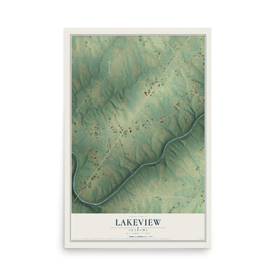 Map of Lakeview, Alabama, 12 x 18 inch unframed archival matte print