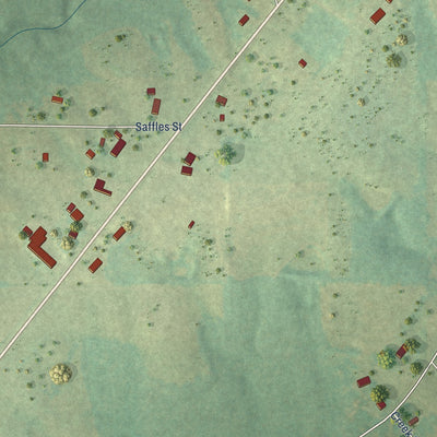 Close-up of the map of Lakeview, Alabama print showing street and building detail