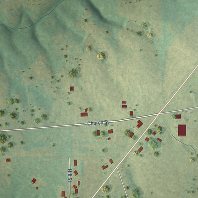 Second close-up of the map of Lakeview, Alabama print showing more streets and buildings