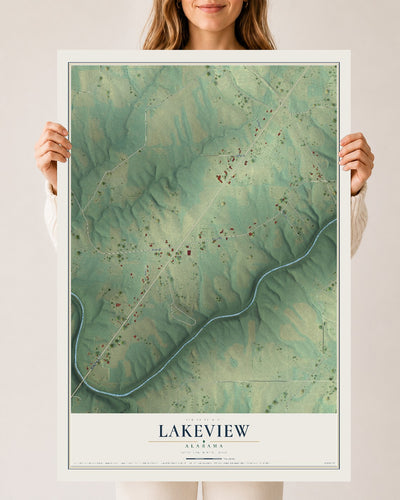 Map of Lakeview, Alabama, 24 x 36 inch unframed archival matte print
