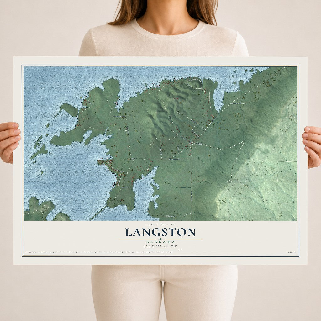 Map of Langston, Alabama, 18 x 24 inch unframed archival matte print