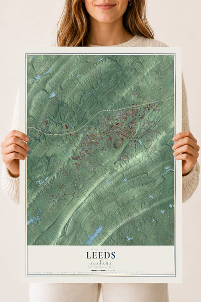 Map of Leeds, Alabama, 18 x 24 inch unframed archival matte print