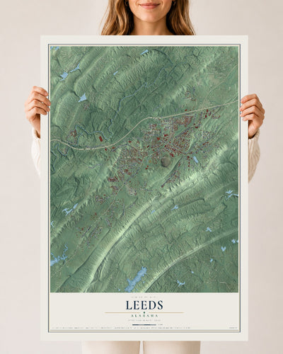Map of Leeds, Alabama, 24 x 36 inch unframed archival matte print