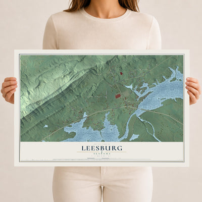 Map of Leesburg, Alabama, 12 x 18 inch unframed archival matte print