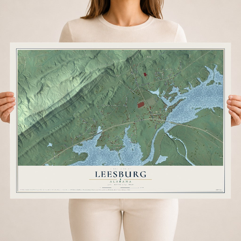 Map of Leesburg, Alabama, 18 x 24 inch unframed archival matte print