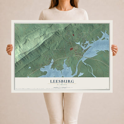 Map of Leesburg, Alabama, 24 x 36 inch unframed archival matte print